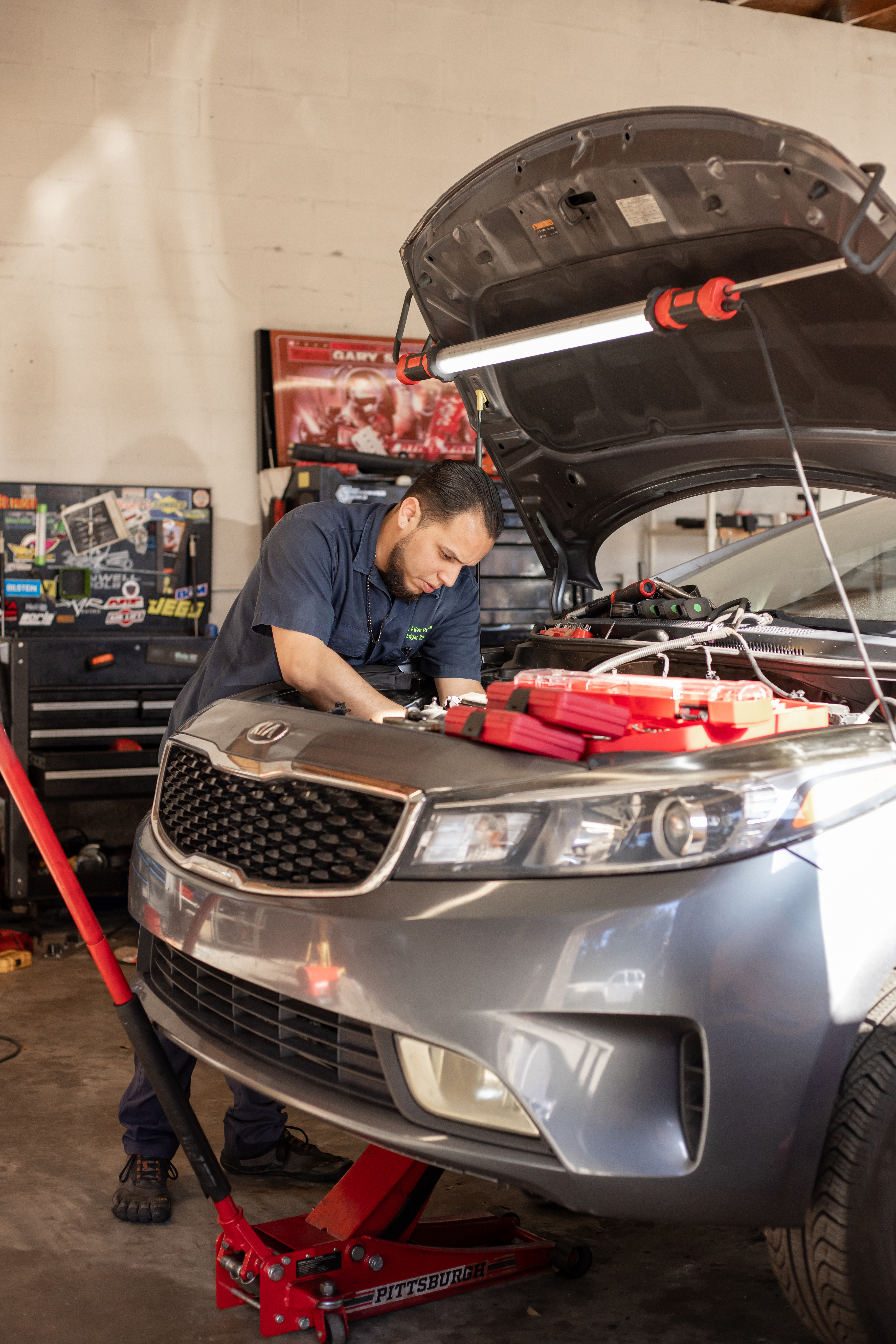 Under-hood vehicle service at Space Alien Performance ASE Certified shop